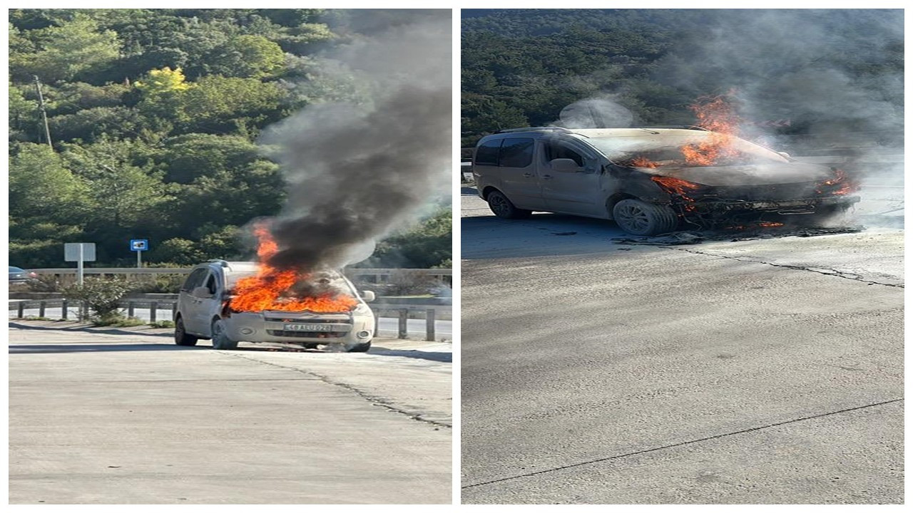 Bodrum’da hafif ticari araç yandı